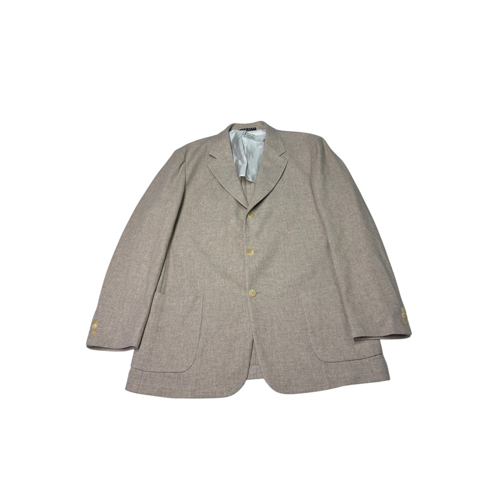 Hugo Boss Sirrah Blazer Mens 46L Beige Virgin Wool 3 Button Sport Coat Italy